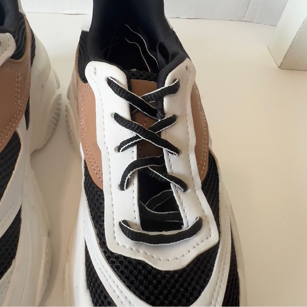 SM New York Womens White Black Tan Platform Fashion Athletic Sneakers Size 6 - Picture 4 of 7